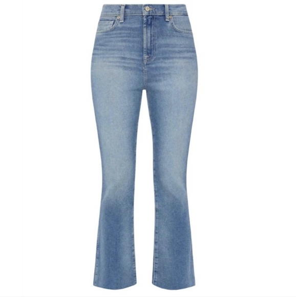 7 For All Mankind Women's 26 High Waist Slim Kick Medium Wash Raw Hem Denim Jean - Picture 7 of 7